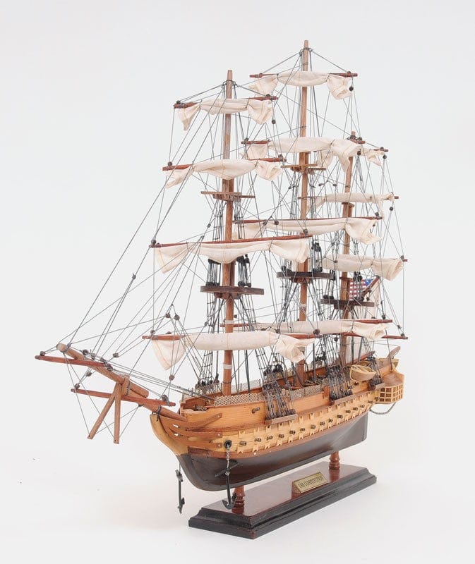 20" Wood Brown 1797 USS Constitution Hand Painted Decorative Boat - Homeroots - Flyclothing LLC