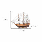 20" Wood Brown 1797 USS Constitution Hand Painted Decorative Boat - Homeroots - Flyclothing LLC