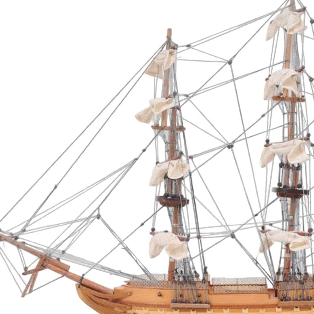 20" Wood Brown 1797 USS Constitution Hand Painted Decorative Boat - Homeroots - Flyclothing LLC