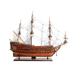 32" Wood Brown c1665 Zeven Provincien Hand Painted Decorative Boat