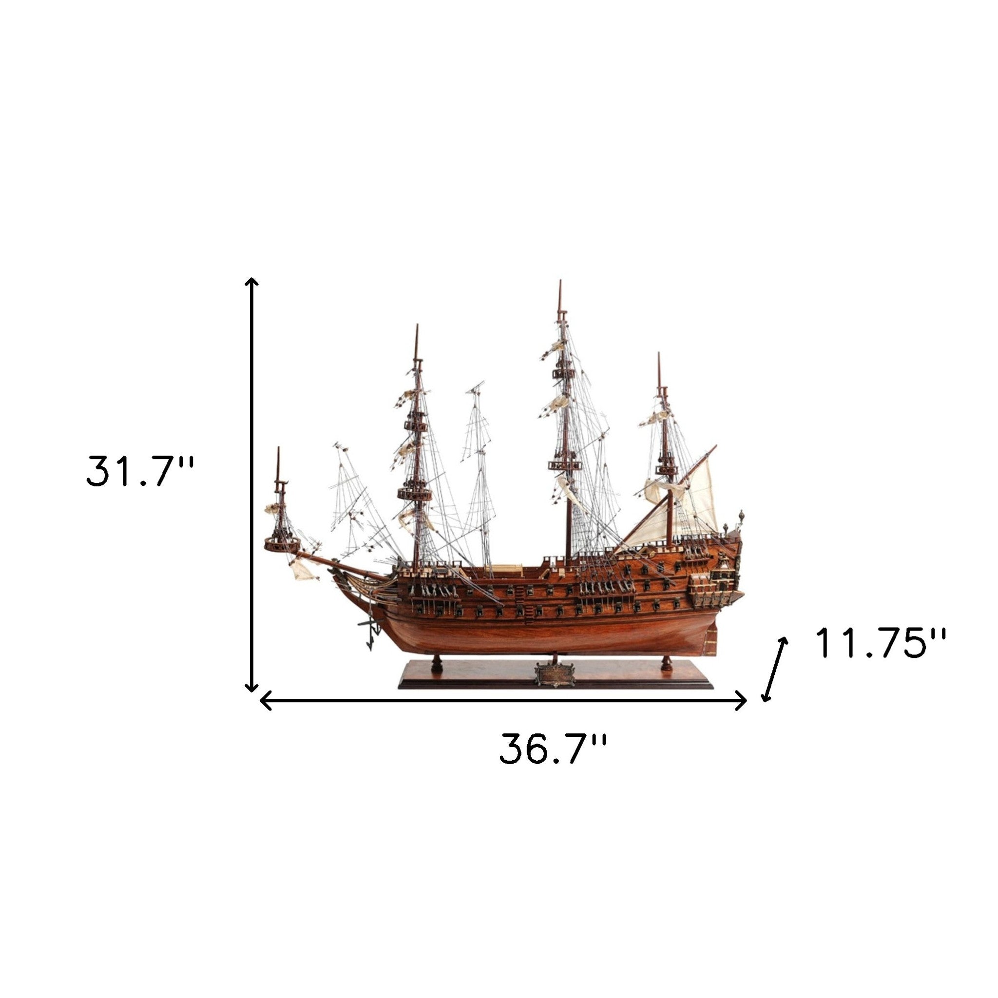 32" Wood Brown c1665 Zeven Provincien Hand Painted Decorative Boat