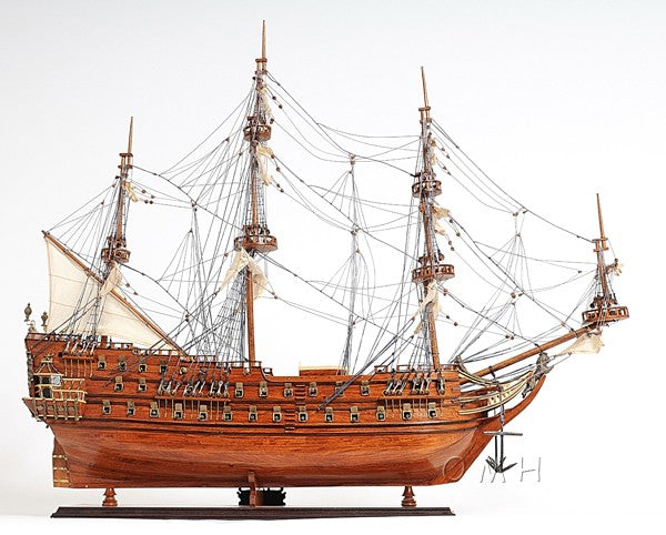32" Wood Brown c1665 Zeven Provincien Hand Painted Decorative Boat
