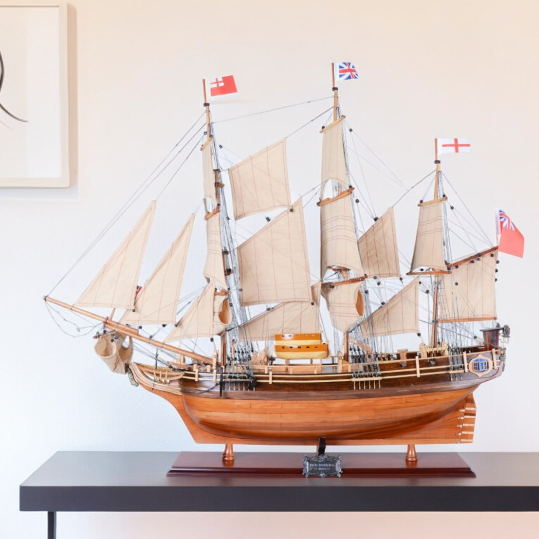 30" Wood Brown HMS Bounty 1787 Hand Painted Decorative Boat