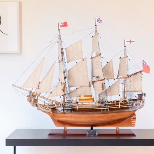 30" Wood Brown HMS Bounty 1787 Hand Painted Decorative Boat