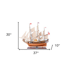 30" Wood Brown HMS Bounty 1787 Hand Painted Decorative Boat