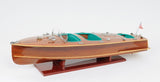 9" Wood Brown c1928 Chris Craft Triple Cockpit Hand Painted Decorative Boat - Homeroots