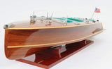 9" Wood Brown c1928 Chris Craft Triple Cockpit Hand Painted Decorative Boat - Homeroots - Flyclothing LLC