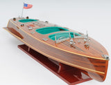 9" Wood Brown c1928 Chris Craft Triple Cockpit Hand Painted Decorative Boat - Homeroots