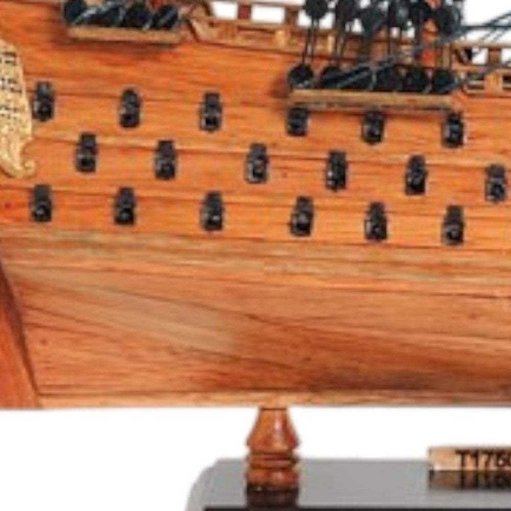 18" Wood Brown HMS Victory Hand Painted Decorative Boat - Homeroots - Flyclothing LLC