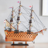 18" Wood Brown HMS Victory Hand Painted Decorative Boat - Homeroots - Flyclothing LLC