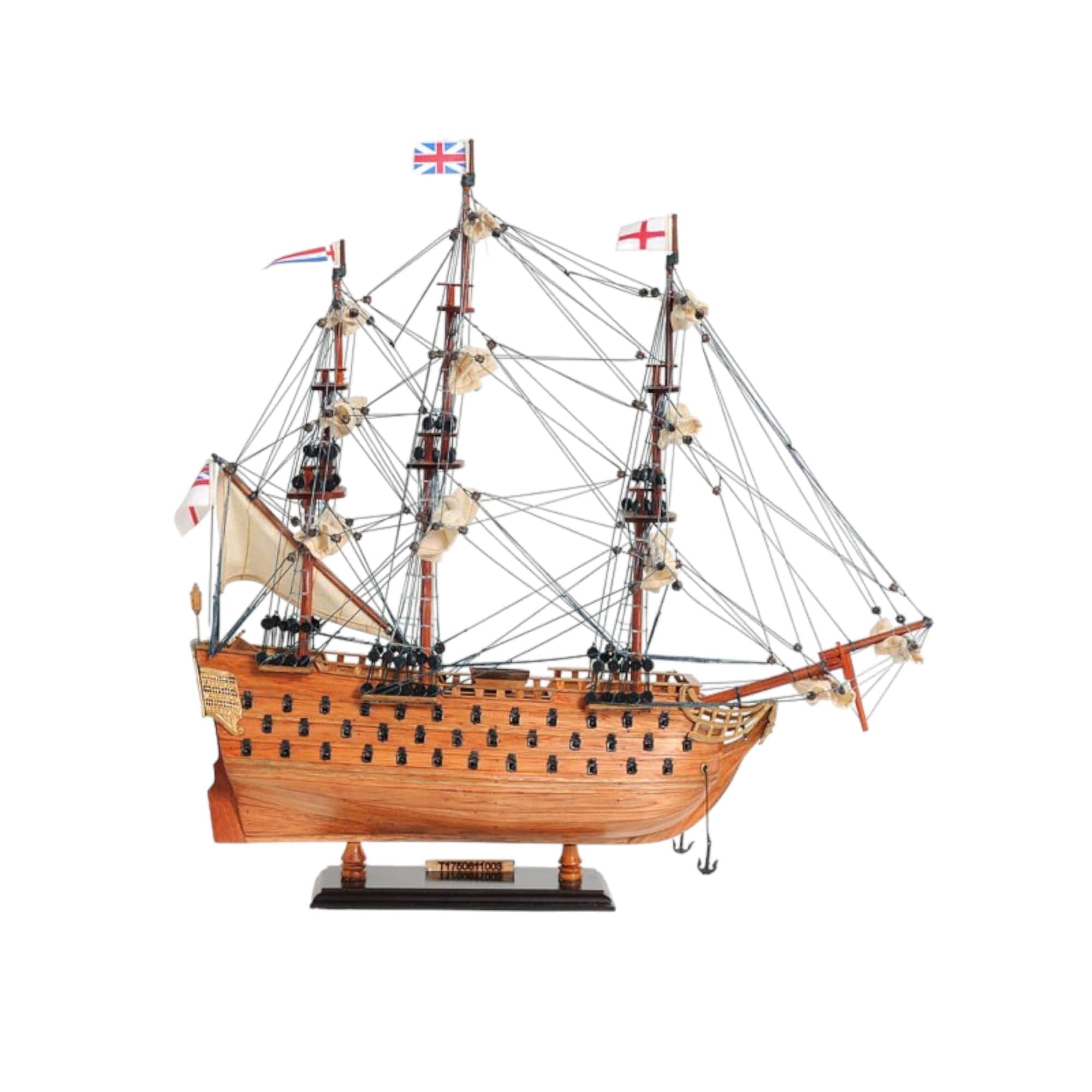 18" Wood Brown HMS Victory Hand Painted Decorative Boat - Homeroots - Flyclothing LLC
