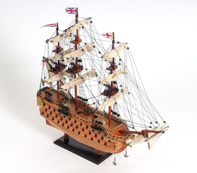 18" Wood Brown HMS Victory Hand Painted Decorative Boat - Homeroots - Flyclothing LLC