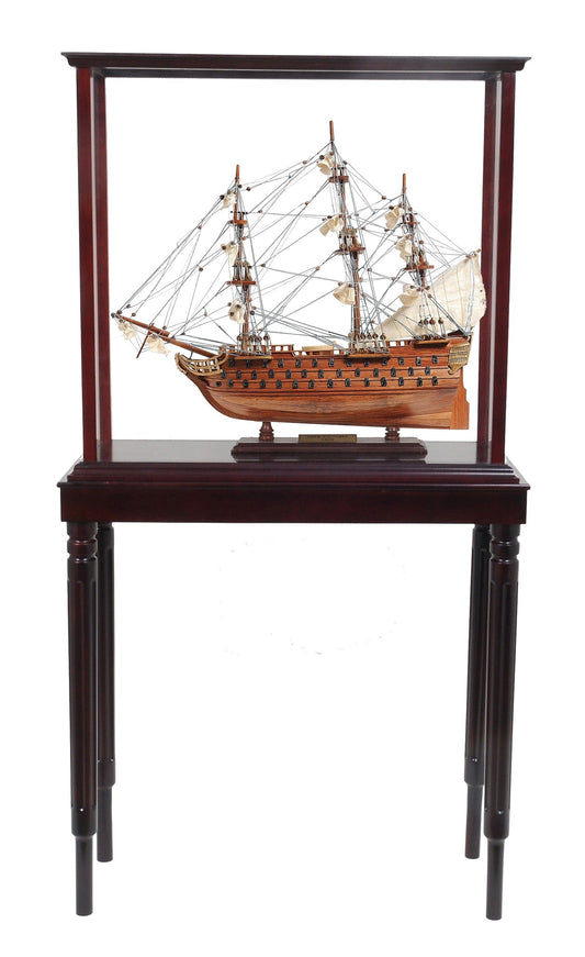 50" Wood Brown HMS Victory Hand Painted Boat with Case - Homeroots