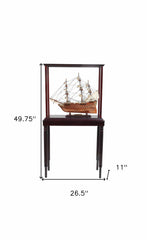 50" Wood Brown HMS Victory Hand Painted Boat with Case - Homeroots