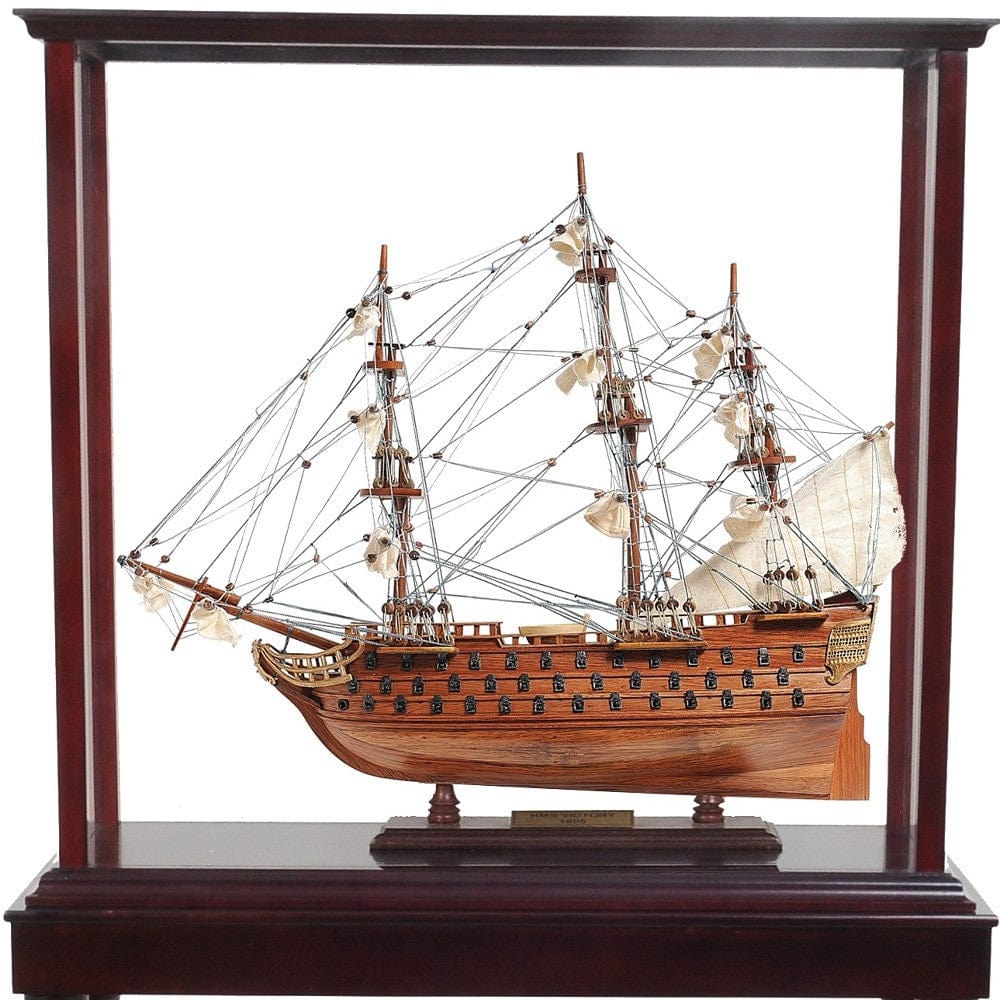 50" Wood Brown HMS Victory Hand Painted Boat with Case - Homeroots