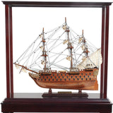 50" Wood Brown HMS Victory Hand Painted Boat with Case - Homeroots