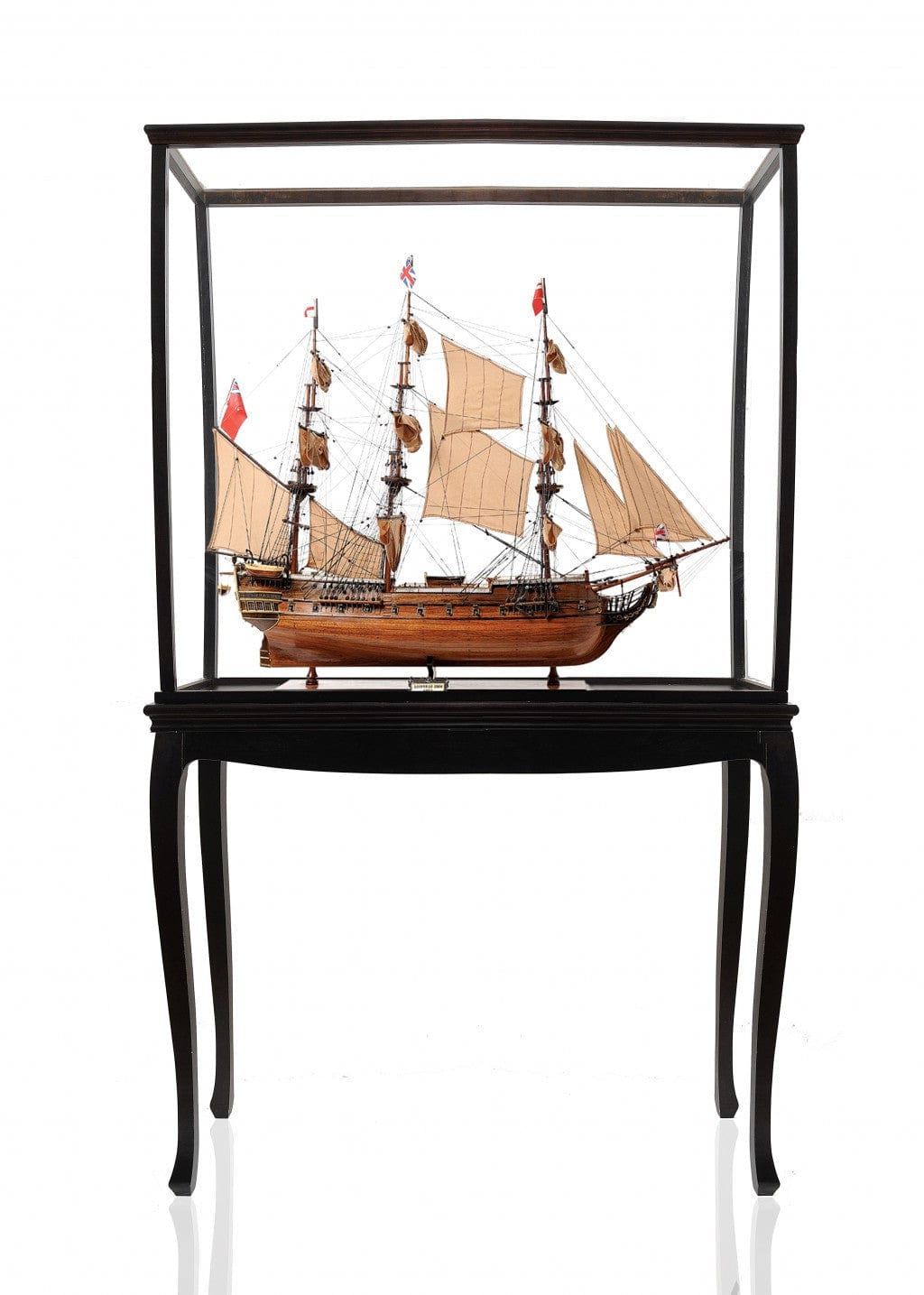 69" Wood Brown HMS Surprise 1796 Hand Painted Decorative Boat with Case - Homeroots