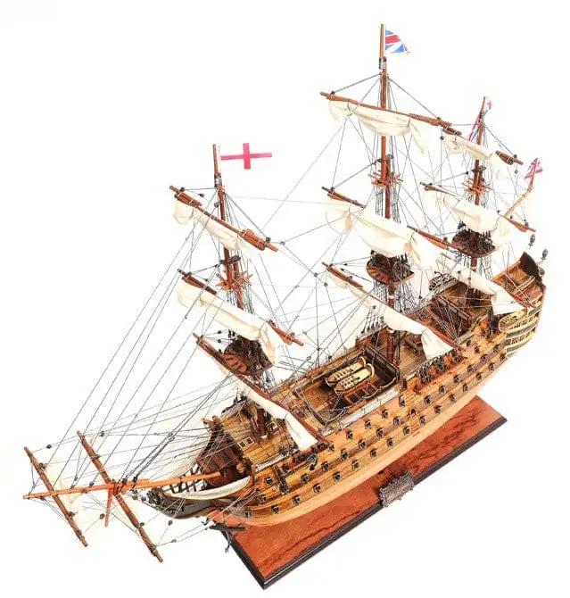 32" Wood Brown HMS Victory Copper Bottom Hand Painted Decorative Boat - Homeroots - Flyclothing LLC