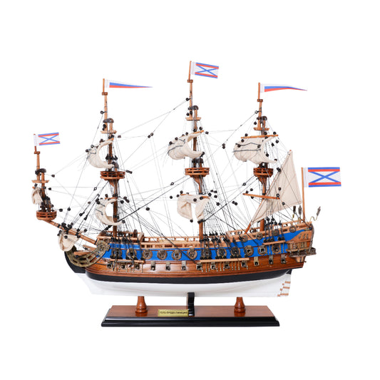 22" Blue and Brown 1700 Goto Predestination Medium Boat Hand Painted Decorative Boat