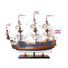 22" Blue and Brown 1700 Goto Predestination Medium Boat Hand Painted Decorative Boat