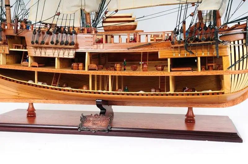 34" Wood Brown HMS Endeavour 1768 Open Hull Hand Painted Decorative Boat - Homeroots - Flyclothing LLC