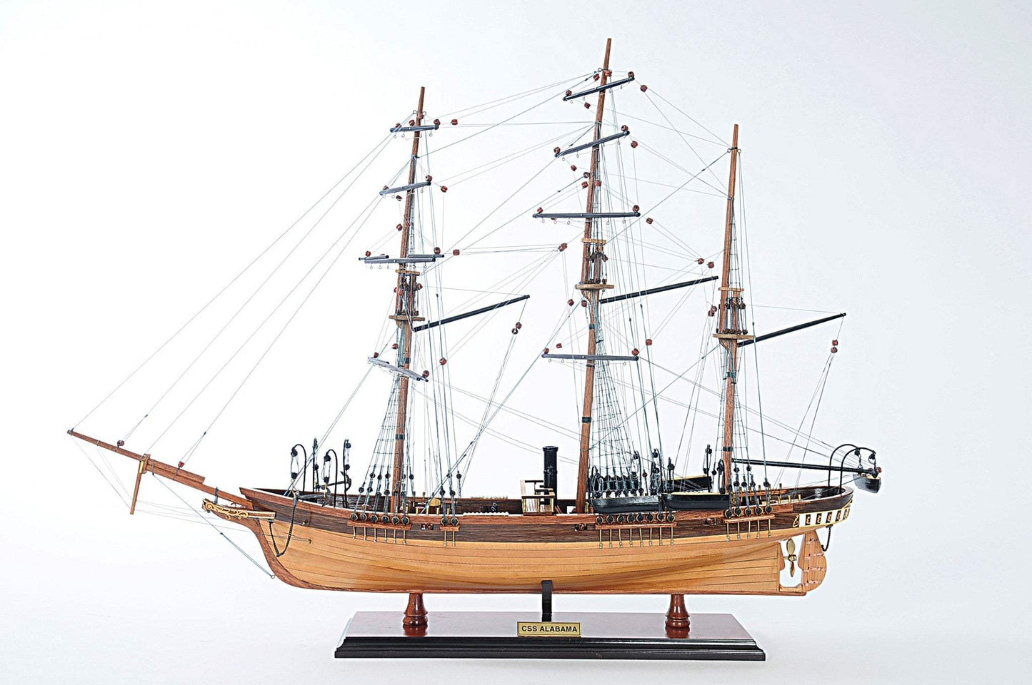 24" Wood Brown 1862 CSS Alabama Hand Painted Decorative Boat - Homeroots - Flyclothing LLC