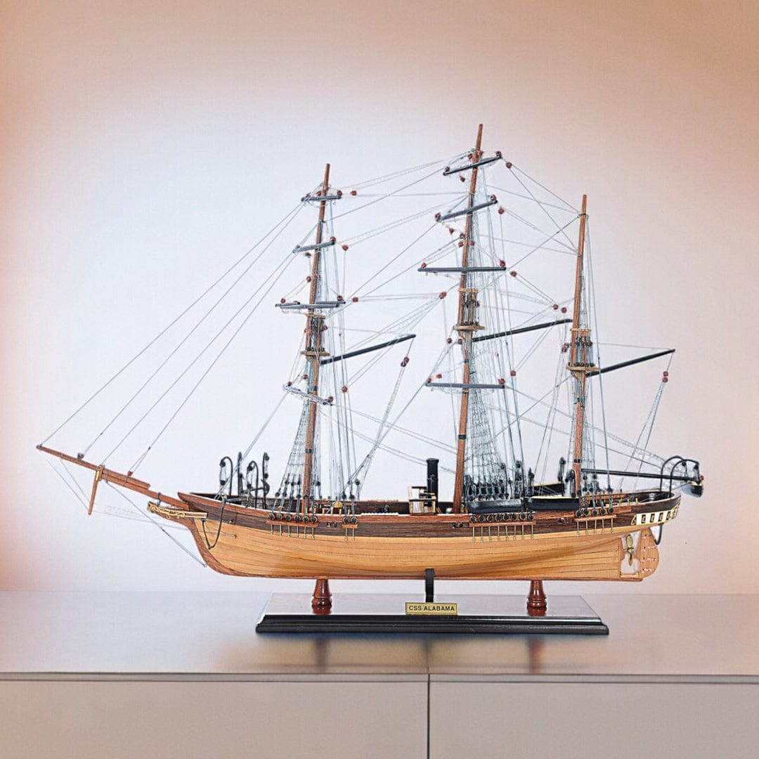 24" Wood Brown 1862 CSS Alabama Hand Painted Decorative Boat - Homeroots - Flyclothing LLC