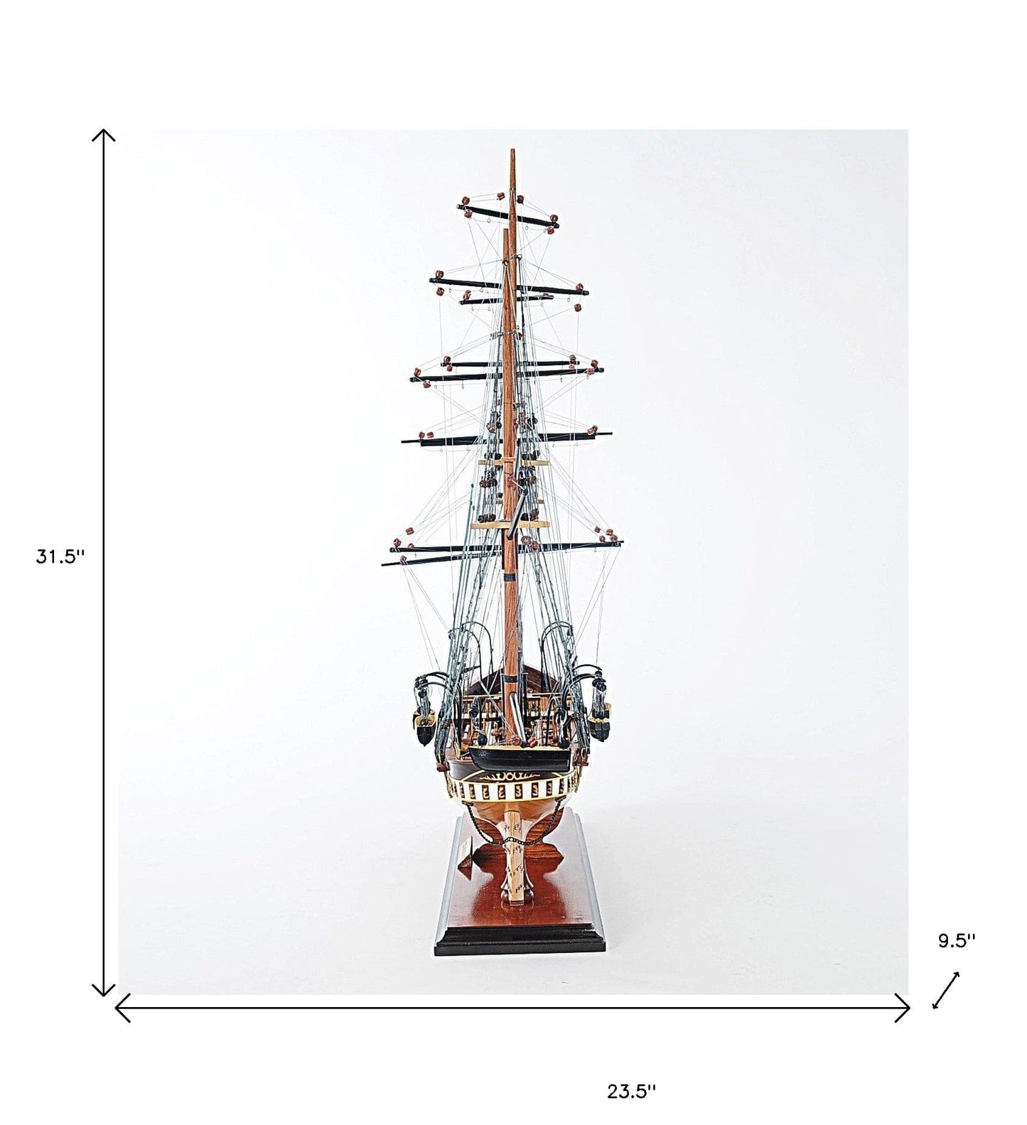 24" Wood Brown 1862 CSS Alabama Hand Painted Decorative Boat - Homeroots - Flyclothing LLC