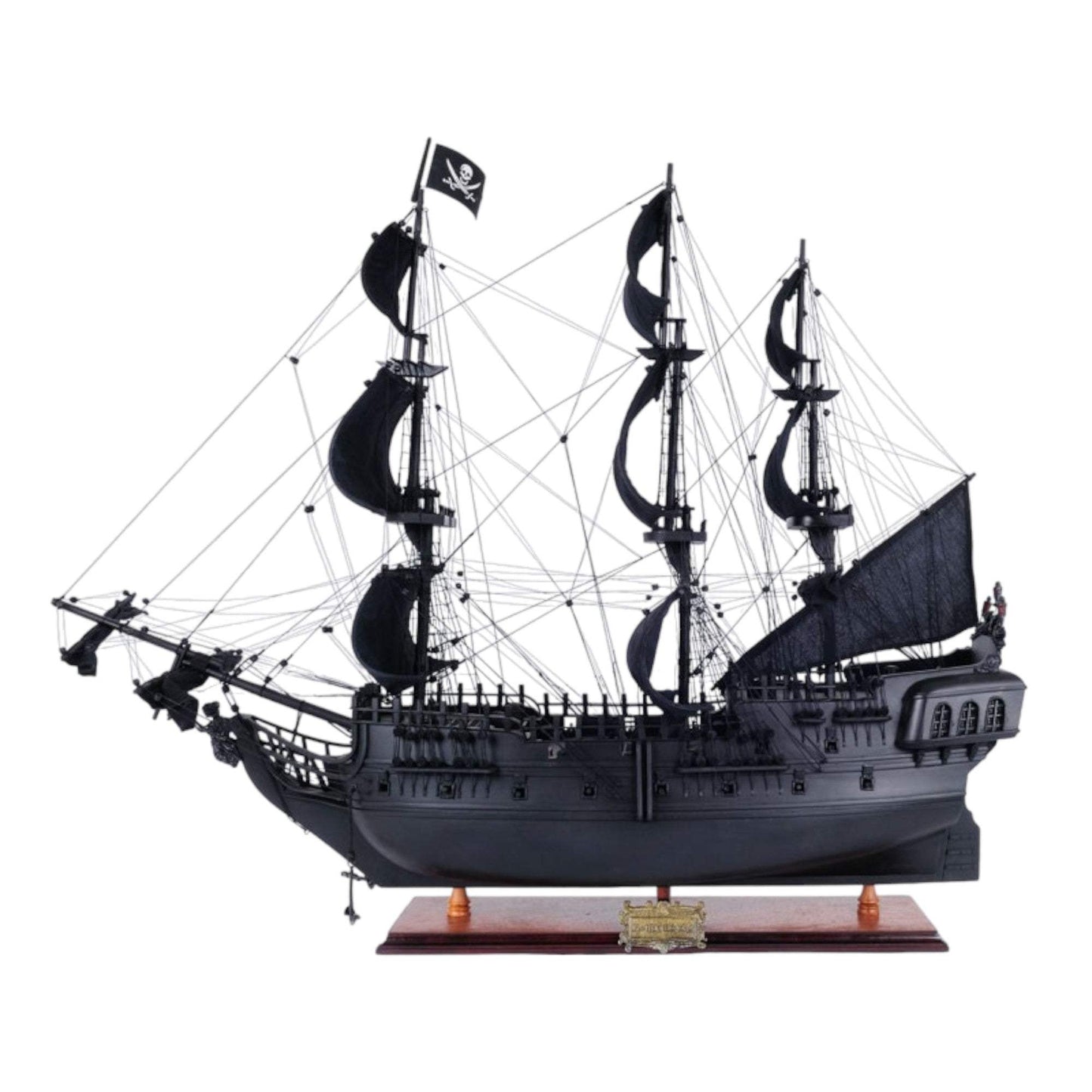 29" Black Black Pearl Pirate Boat Hand Painted Decorative Boat - Homeroots - Flyclothing LLC