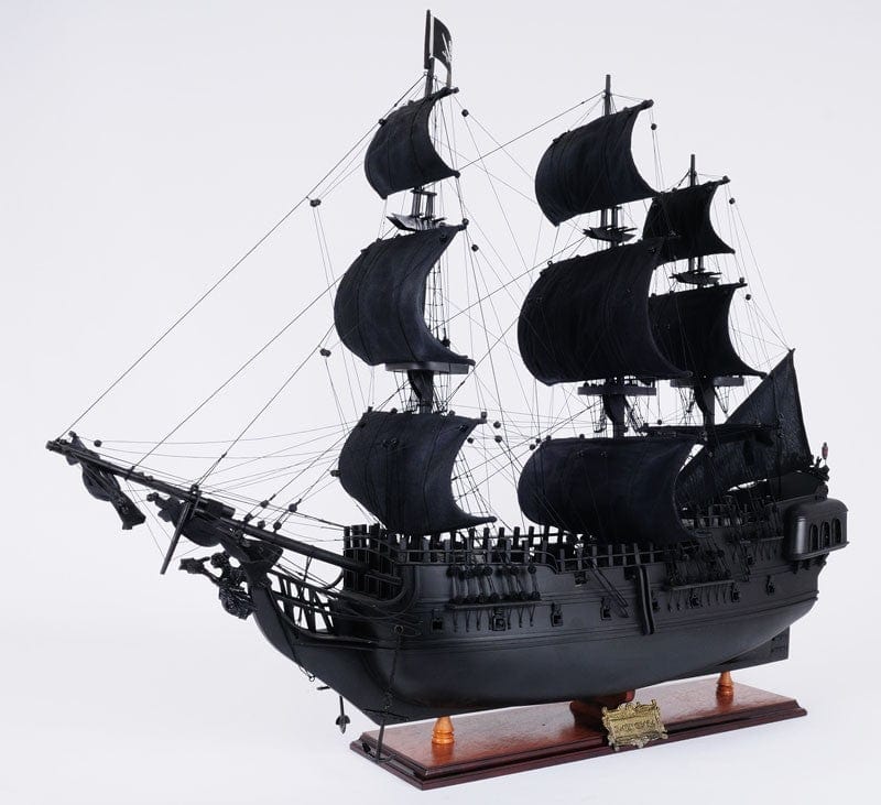 29" Black Black Pearl Pirate Boat Hand Painted Decorative Boat - Homeroots - Flyclothing LLC