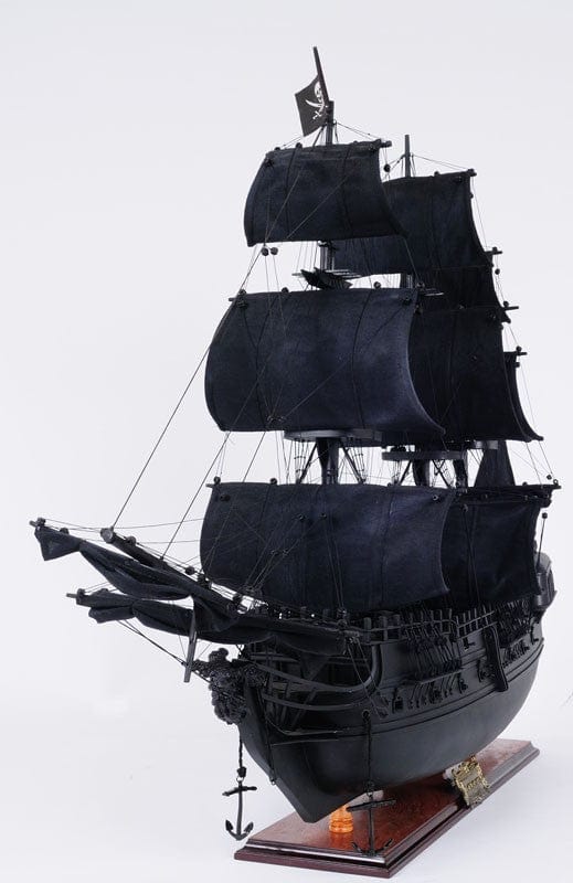 29" Black Black Pearl Pirate Boat Hand Painted Decorative Boat - Homeroots