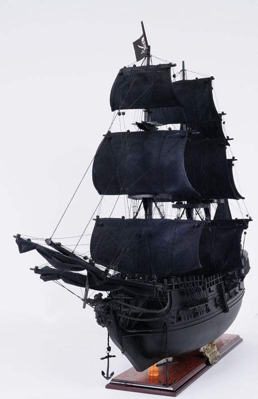 29" Black Black Pearl Pirate Boat Hand Painted Decorative Boat - Homeroots - Flyclothing LLC