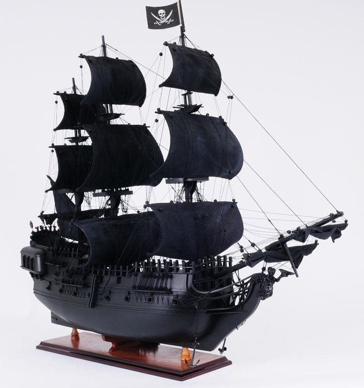29" Black Black Pearl Pirate Boat Hand Painted Decorative Boat - Homeroots - Flyclothing LLC