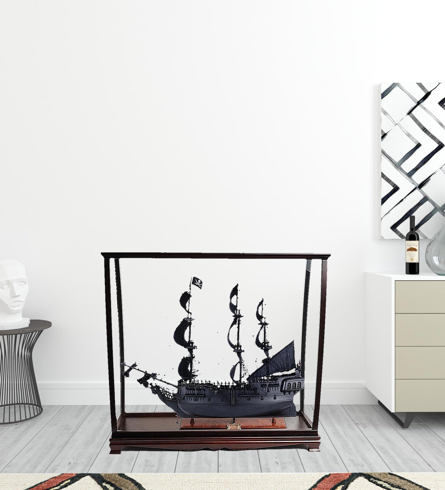39" Black Black Pearl Pirate Table Top Display Boat Hand Painted Decorative Boat - Homeroots - Flyclothing LLC