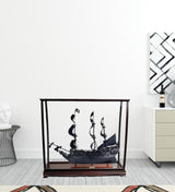 39" Black Black Pearl Pirate Table Top Display Boat Hand Painted Decorative Boat - Homeroots - Flyclothing LLC