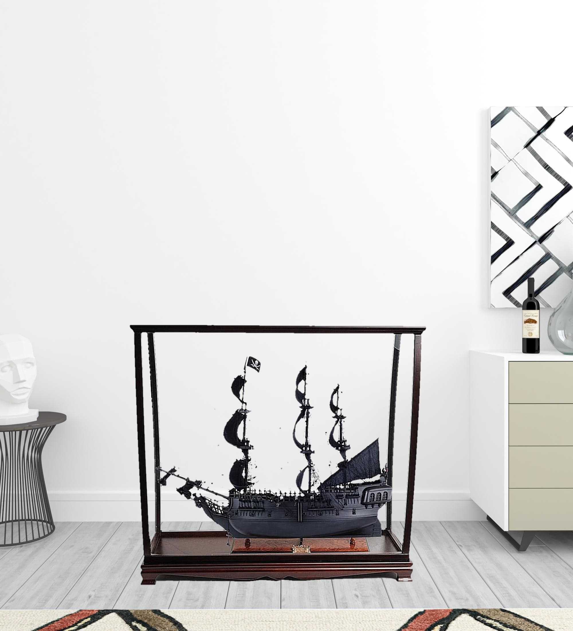 39" Black Black Pearl Pirate Table Top Display Boat Hand Painted Decorative Boat - Homeroots - Flyclothing LLC