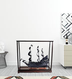 39" Black Black Pearl Pirate Table Top Display Boat Hand Painted Decorative Boat - Homeroots