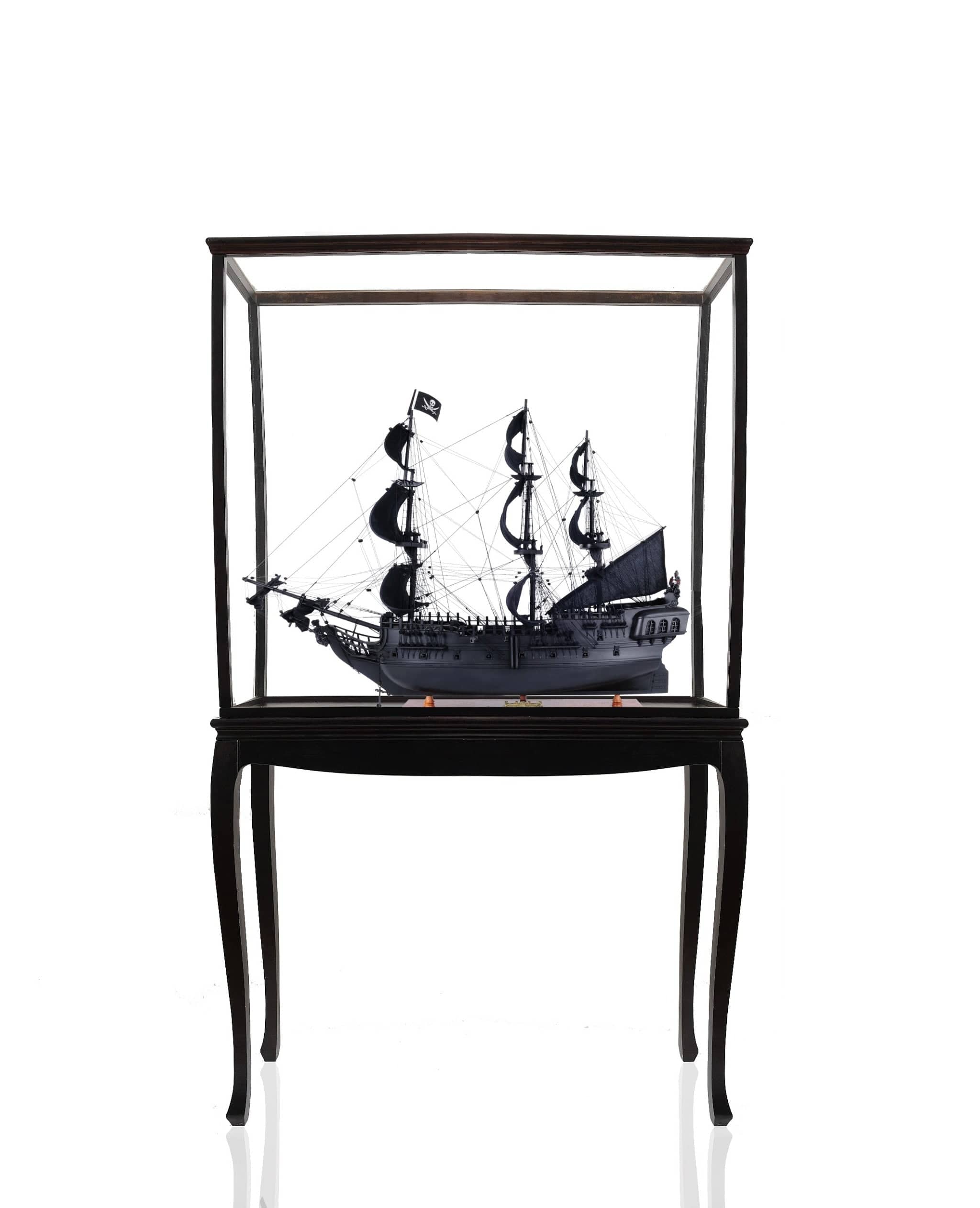 69" Black Black Pearl Pirate Floor Display Boat Hand Painted Decorative Boat - Homeroots