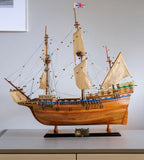 30" Wood Brown Mayflower Boat Hand Painted Decorative Boat - Homeroots