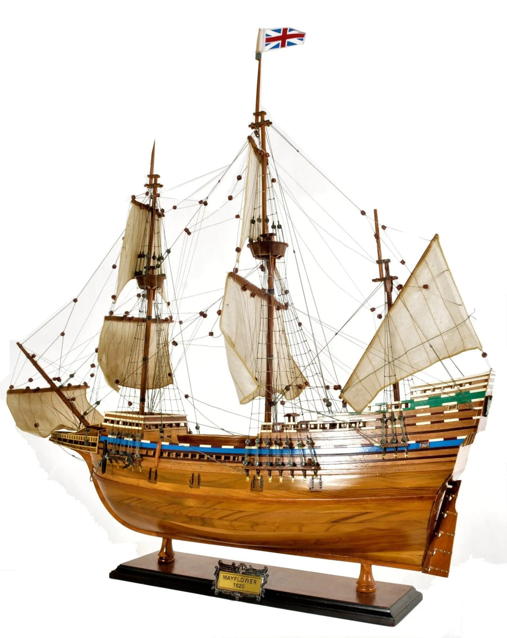 30" Wood Brown Mayflower Boat Hand Painted Decorative Boat - Homeroots - Flyclothing LLC
