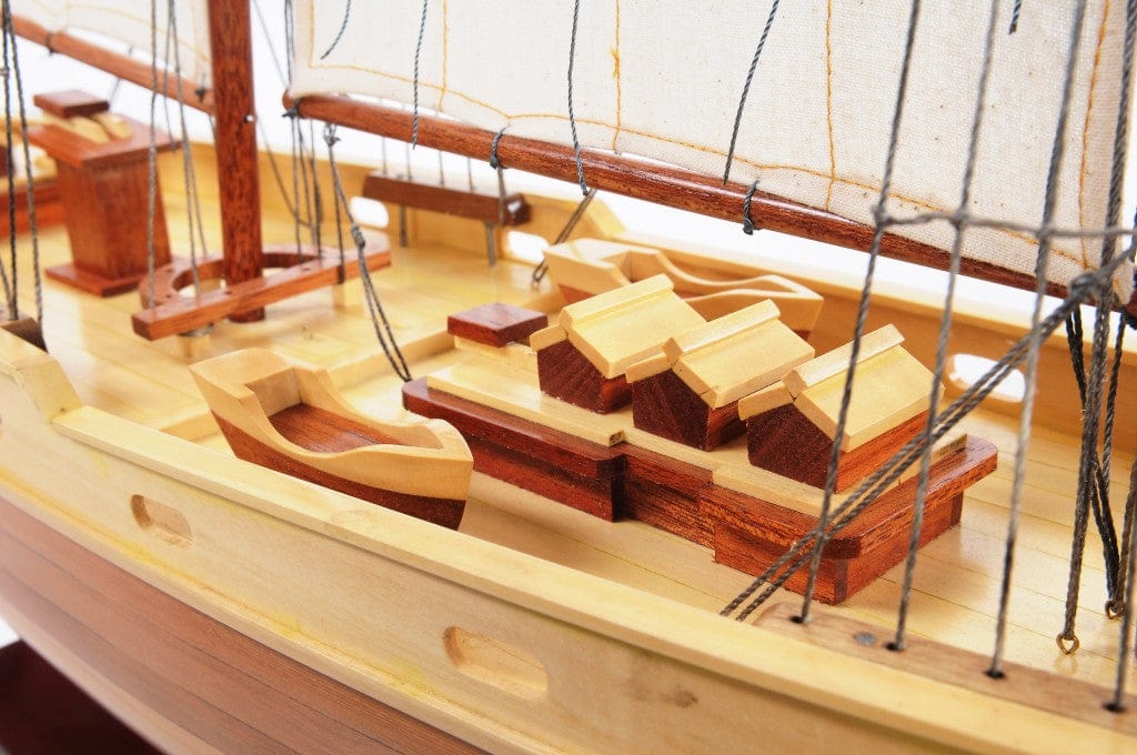 33" Wood Brown Bluenose II Boat Hand Painted Decorative Boat - Homeroots - Flyclothing LLC
