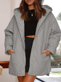 Slit Snap Down Long Sleeve Hooded Jacket - Trendsi - Flyclothing LLC