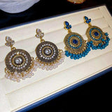 Rhinestone Alloy Bead Dangle Earrings - Trendsi - Flyclothing LLC