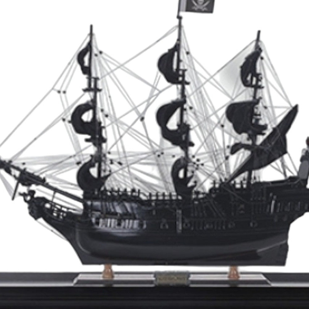 32" Black Black Pearl Pirate Medium Display Case Boat Hand Painted Decorative Boat