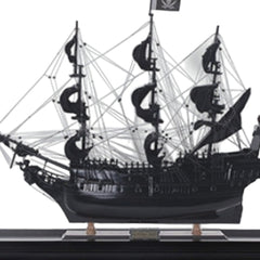 32" Black Black Pearl Pirate Medium Display Case Boat Hand Painted Decorative Boat