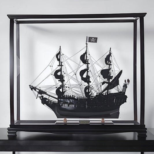 32" Black Black Pearl Pirate Medium Display Case Boat Hand Painted Decorative Boat