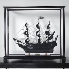 32" Black Black Pearl Pirate Medium Display Case Boat Hand Painted Decorative Boat
