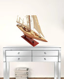31" Wood Brown Endeavour Yacht Hand Painted Sculpture - Homeroots