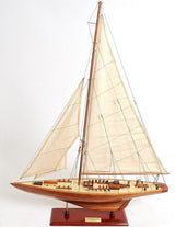 31" Wood Brown Endeavour Yacht Hand Painted Sculpture - Homeroots - Flyclothing LLC