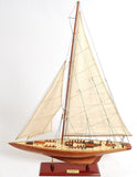31" Wood Brown Endeavour Yacht Hand Painted Sculpture - Homeroots